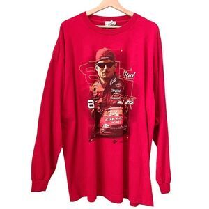 Vintage Dale Earnhardt Jr. Budweiser Logo Red Long Sleeve Tee in Size XXL